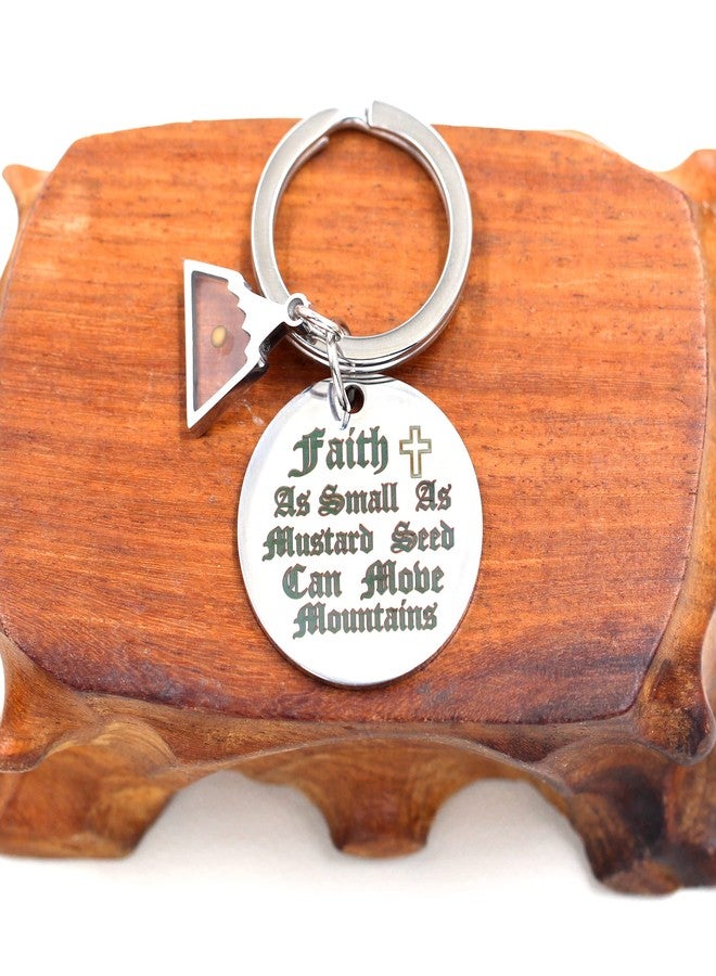 Uloveido Faith of a Mustard Seed Can Move Mountains Keychain - Stainless Scripture Keyring with Triangle Mountain Charm Y2929 - Image 5