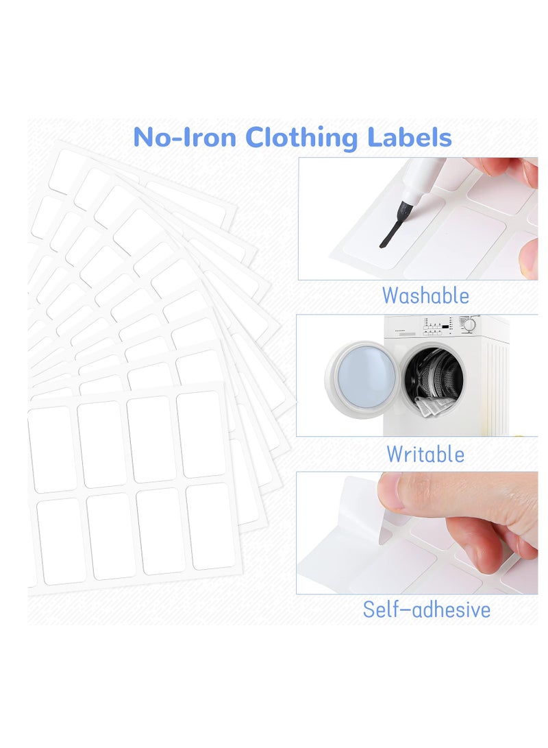 Chielor 200 Pieces No-Iron Clothing Labels Wash Writable Self Adhesive Name Labels Tags with Permanent Fabric Marker for Nursing Home Daycare, Washer and Dryer - Image 3