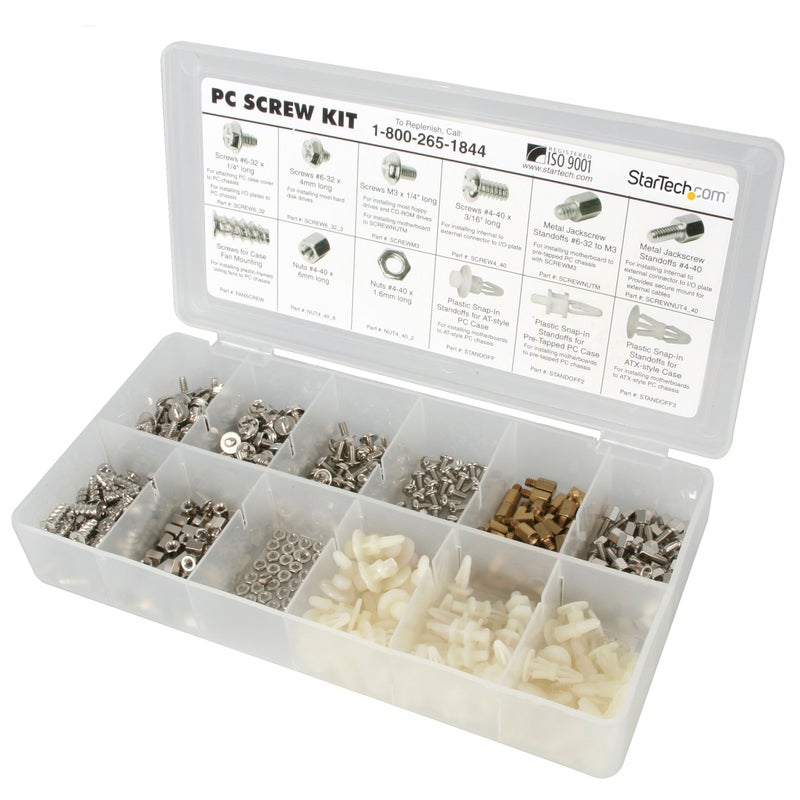 StarTech.com Deluxe Assortment PC Screw Kit - Screw Nuts and Standoffs - Screw kit, TAA (PCSCREWKIT) - Image 1