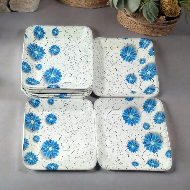 BHOJANWARE Upgrade Your Dining with Our Set of 12 Melamine Square Quarter Snack Plates(Size-5.5 Inch / 14 CM) Perfect for Kitchen and Dining-Perfect for Serving Snacks, Meals, and More! - Image 1