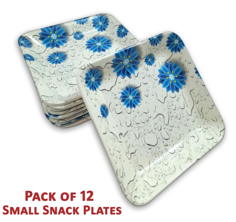 BHOJANWARE Upgrade Your Dining with Our Set of 12 Melamine Square Quarter Snack Plates(Size-5.5 Inch / 14 CM) Perfect for Kitchen and Dining-Perfect for Serving Snacks, Meals, and More! - Image 4