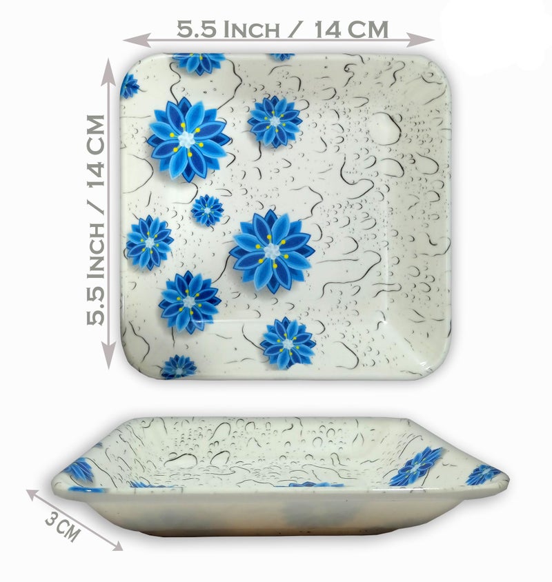 BHOJANWARE Upgrade Your Dining with Our Set of 12 Melamine Square Quarter Snack Plates(Size-5.5 Inch / 14 CM) Perfect for Kitchen and Dining-Perfect for Serving Snacks, Meals, and More! - Image 2