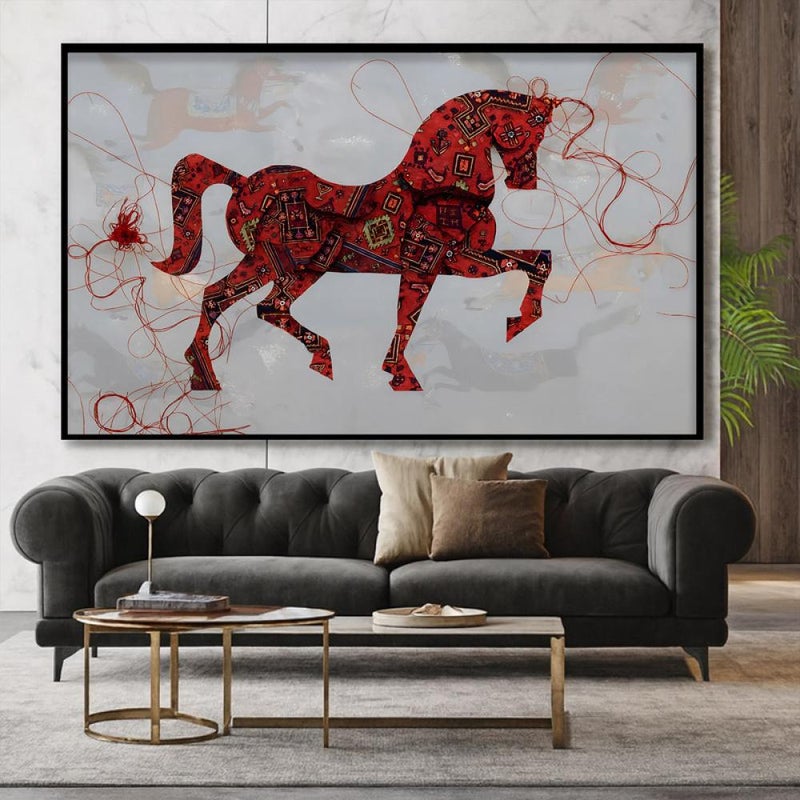 ماركتنا لوحة قماشية بتصميم الفن النجدي مع برواز مجوف مقاس (60×40) قطعة واحدة - Image 2