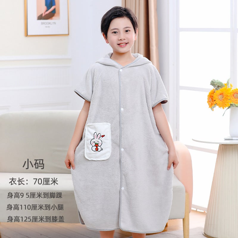 Coral Velvet Bathrobe Soft Children'S Bathrobe Towel Cloak Bath Towel Baby Bath Baby Hooded Bathrobe - Image 1