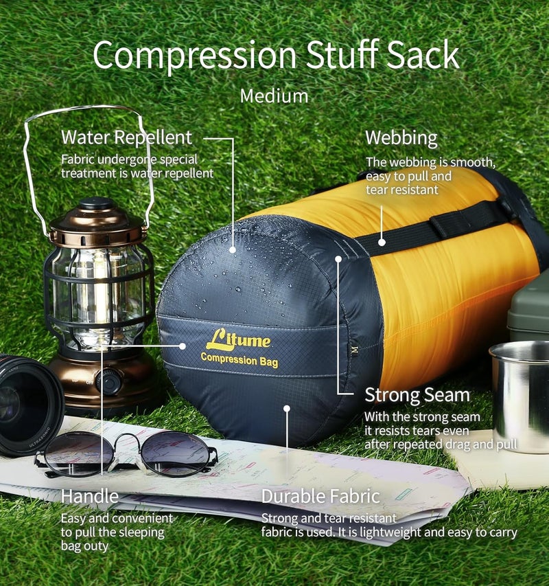 Litume Kompressionssack 6L, 8.5L, 10L, 13L, 16L, Leicht, Ultraleichter Kompakt mit Ripstop-Gewebe, 50% mehr Stauraum, für Schlafsack, mit Kordelzug für Camping, Rucksackreisen, Reisen (E638) - Image 4