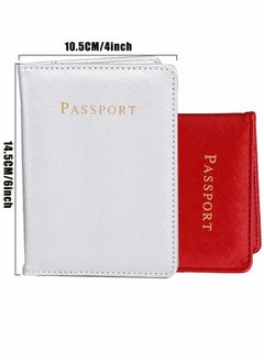 Excefore 2Pack Bridal Passport Covers Holder Leather and Credit Card Combo Protector Case Travel Accessories for Women Men Red White  - Image 5