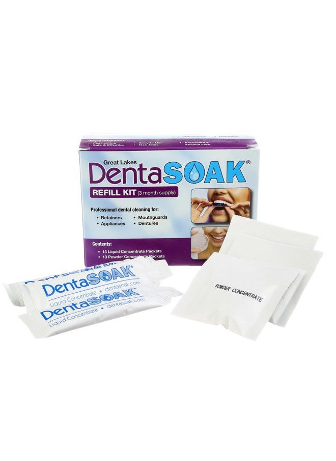 DentaSOAK - Refill Kit - Mouthguard, Retainer, Denture, Appliance Cleaner – 100% Safe – Non-Toxic, Persulfate Free, Gluten Free & Alcohol Free – 3 Month Supply – Mint Scented - Image 1