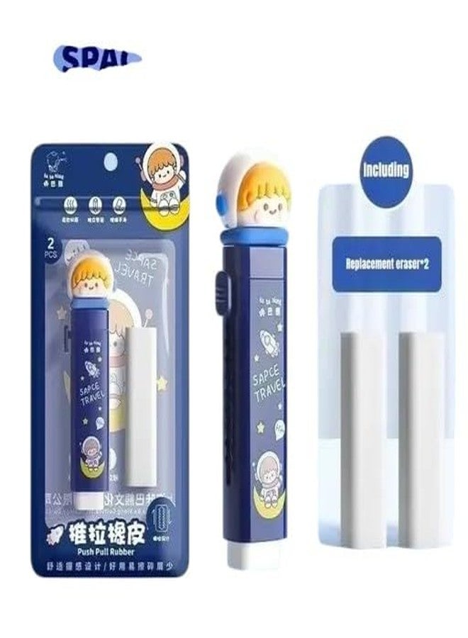 KALRA MAGIC® Cute Themed Eraser with Cartoon Girl Design Rectangular Rubber for Kids, School, and Office Use Pack 2 (Blue -Yellow) - Image 5
