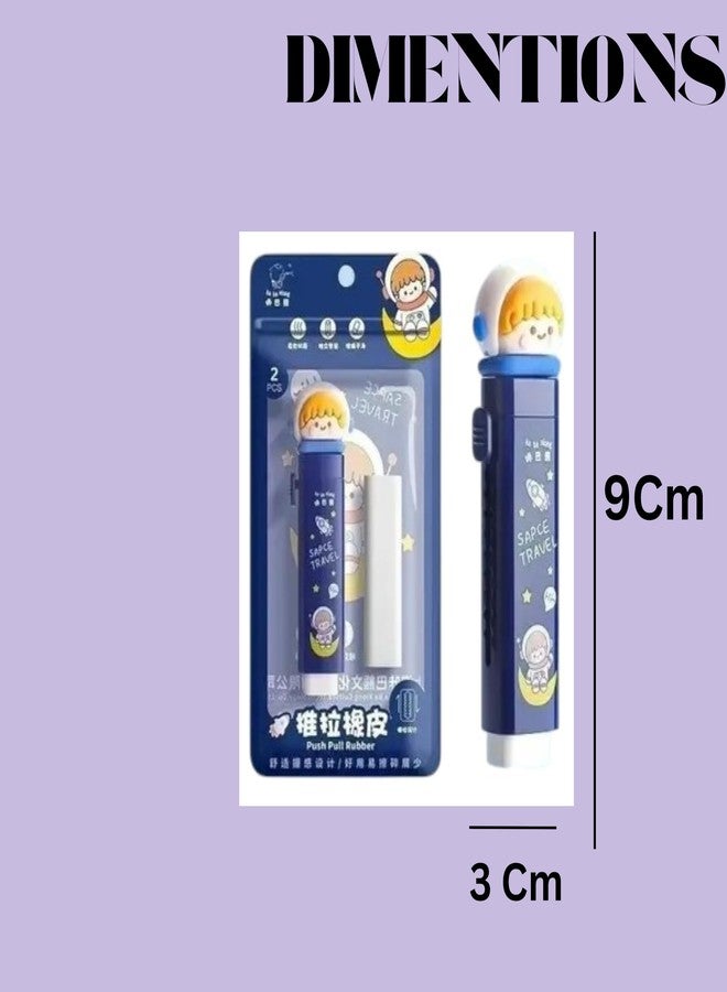 KALRA MAGIC® Cute Themed Eraser with Cartoon Girl Design Rectangular Rubber for Kids, School, and Office Use Pack 2 (Blue -Yellow) - Image 4