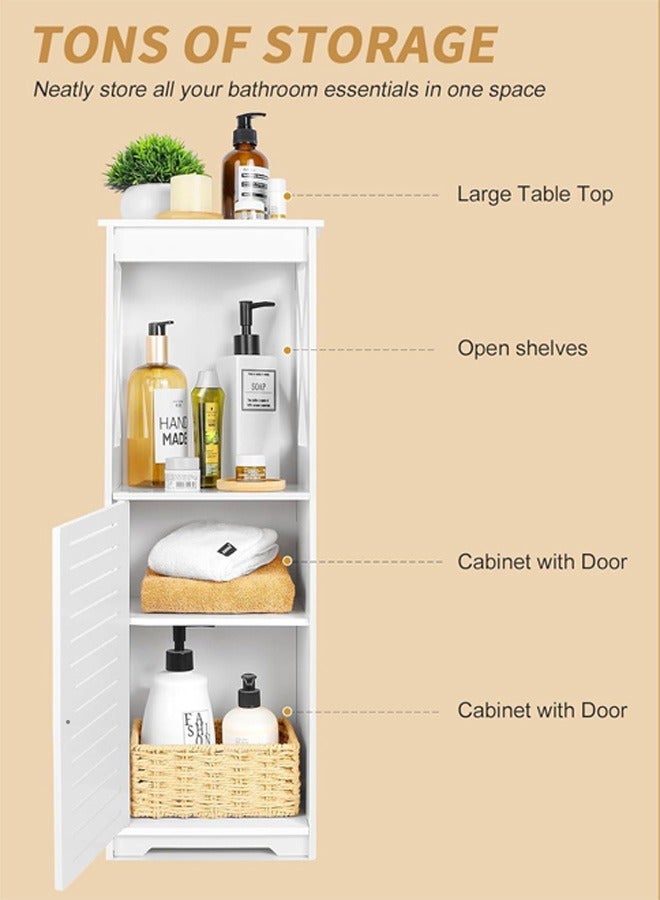 NOAEOU Waterproof Bathroom Cabinets,Bathroom Storage Shelf Organizer Cupboard with Daily use Layer and 1 Cupboard Door(White) - Image 2