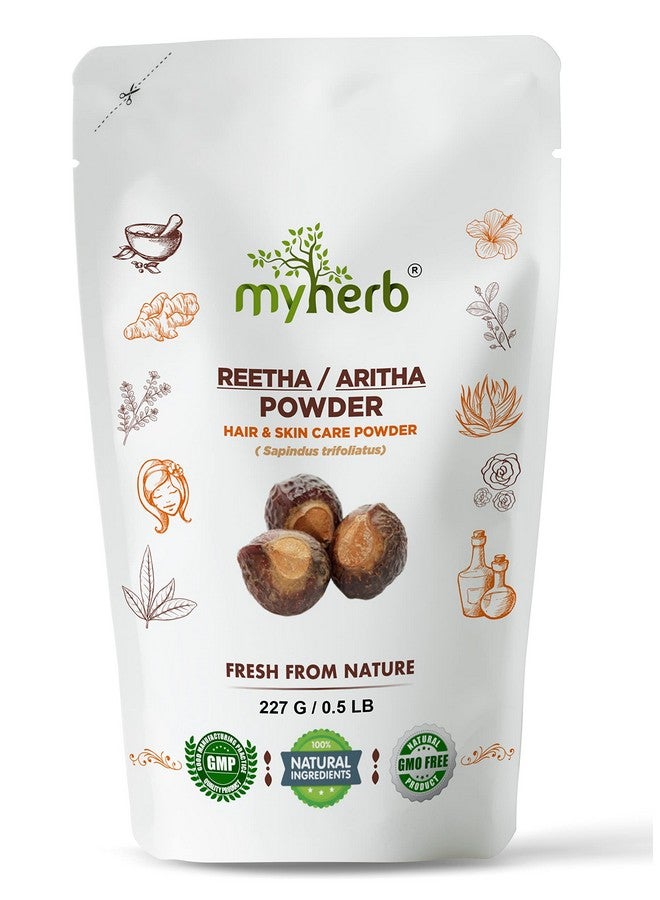 myherb Natural 100% Pure Organic Double Filtered Aritha/Reetha (Sapindus Trifoliatus) Powder || 227 Gm/0.5 Lbs || Ayurvedic Formula || For Face,Skin & Hair Care - Image 1