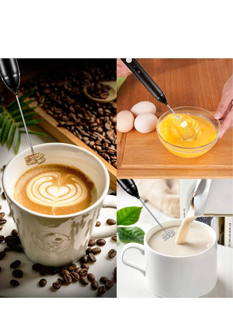 ELTRAZONE Handheld 3 In 1; Electric Foam Maker, Egg Beater, Drink Mixer. USB Rechargeable, Mini Blender For Coffee Latte Cappuccino Hot Chocolate, Black - Image 5