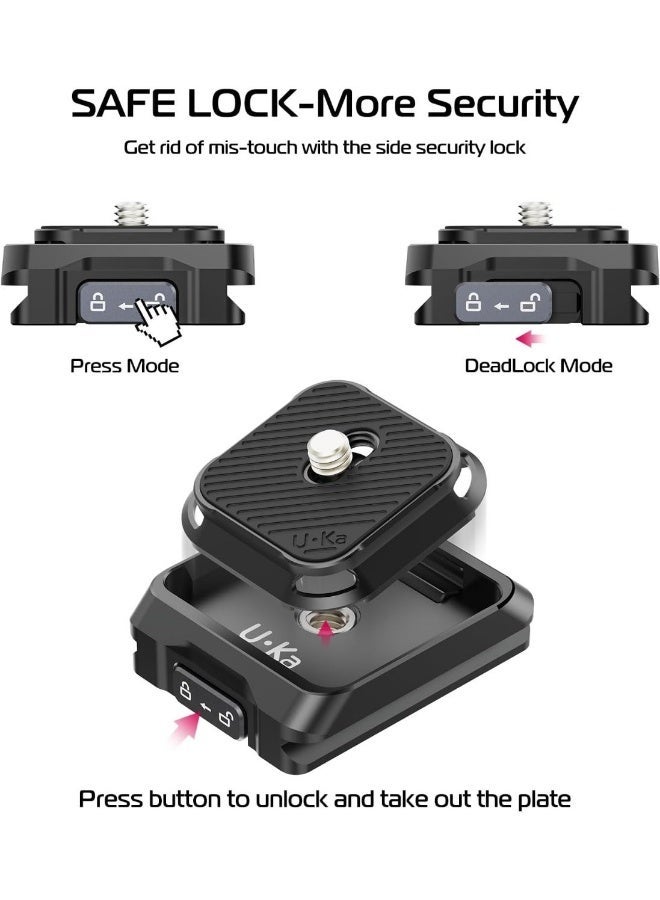 ULANZI UKA01 Quick Release Plate Kit, Arcac/F38 Interface Camera Quick Release Plate Mount Quick Setup w/ 1/4" to 3/8" Screw Thread Gimbles Sliders Tripods Adapter for Sony/Nikon/DJI/Fuji - Image 2