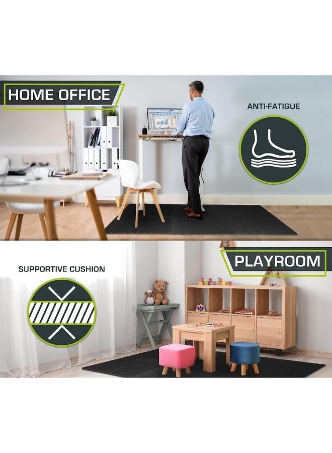 Eoptify 12Pcs Puzzle Exercise Floor Mat, EVA Indoor Foam Floor Mats with Sealing Tiles Mat, Foam Gym Mat, Anti Slip Mat for Adult Men Women, Crawling Mat for Kids 12'' x 12'' - Image 2