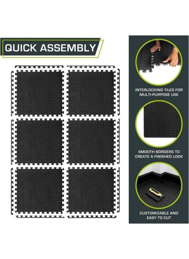Eoptify 12Pcs Puzzle Exercise Floor Mat, EVA Indoor Foam Floor Mats with Sealing Tiles Mat, Foam Gym Mat, Anti Slip Mat for Adult Men Women, Crawling Mat for Kids 12'' x 12''  - Image 5
