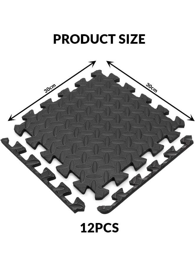 Eoptify 12Pcs Puzzle Exercise Floor Mat, EVA Indoor Foam Floor Mats with Sealing Tiles Mat, Foam Gym Mat, Anti Slip Mat for Adult Men Women, Crawling Mat for Kids 12'' x 12''  - Image 3