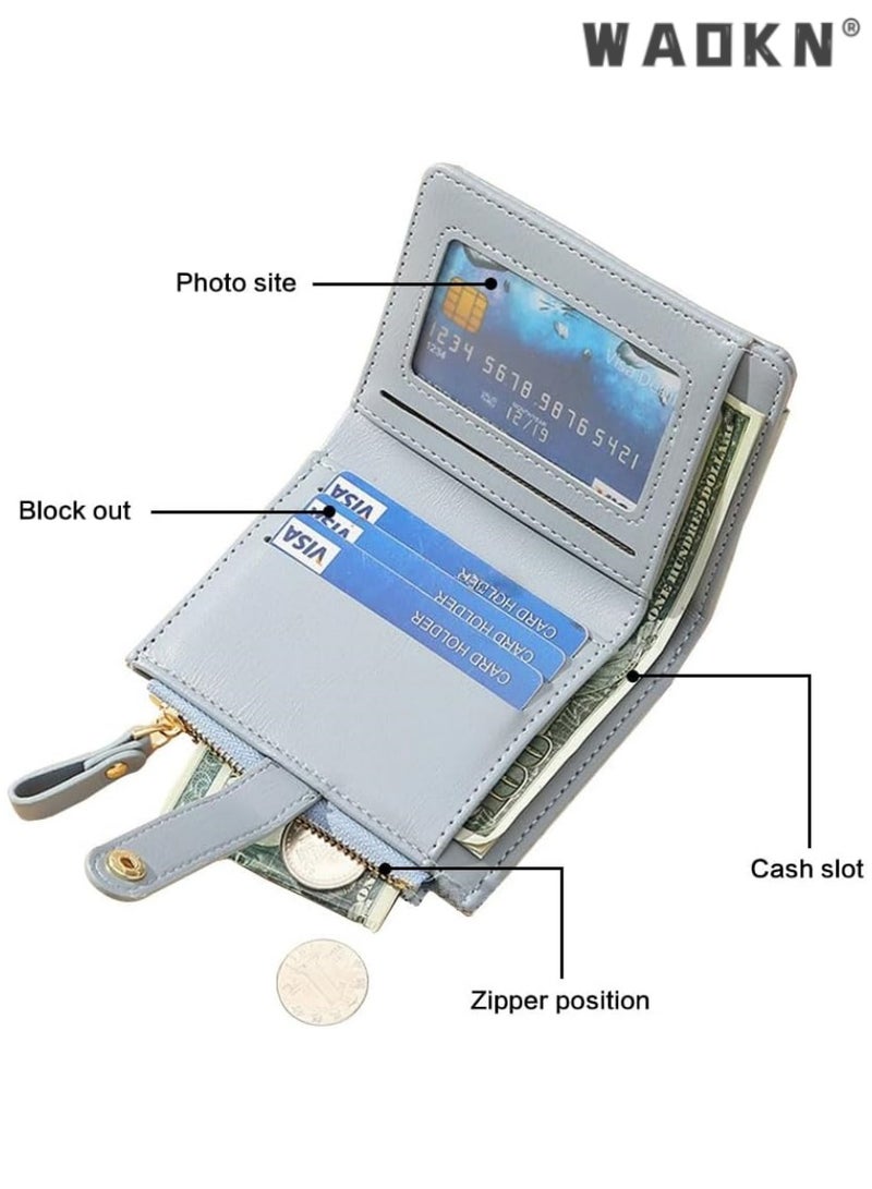 دبليو أيه أو كي أن محفظة السيدات RFID حاجز مزدوج للطي محفظة جلدية الرمز البريدي عملة محفظة بطاقة الائتمان كليب محفظة سيدة صغيرة نمط نسيج نافذة معرف ( أسود ) - Image 4