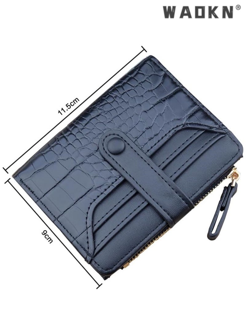 دبليو أيه أو كي أن محفظة السيدات RFID حاجز مزدوج للطي محفظة جلدية الرمز البريدي عملة محفظة بطاقة الائتمان كليب محفظة سيدة صغيرة نمط نسيج نافذة معرف ( أسود ) - Image 3