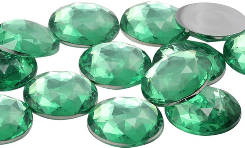 Allstarco 25mm Green Peridot H110 Flat Back Round Acrylic Rhinestones Plastic Circle Gems for Costume Making Cosplay Jewels Pro Grade Embelishments - 20 Pieces (Peridot H110) - Image 1