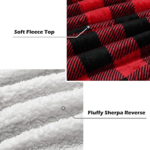 Catalonia Red Black Checkered Holiday Blanket, Buffalo Plaid Sherpa Throw for Couch Sofa Cabin Decor | Soft, Warm, Comfy, Fuzzy, Snuggy | 60x50 Inches, Christmas Blanket - Image 4