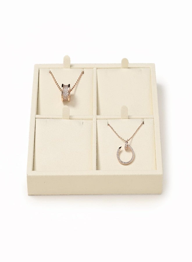 Oirlv Microfiber 4 Slots Jewelry Pendant Display Tray Jewelry Necklace Organizer Display Tray(Beige) - Image 1