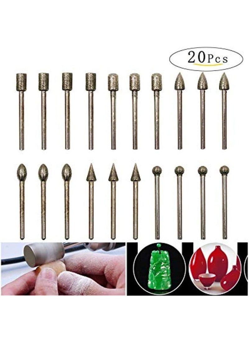 DIY Crafts Diy Crafts CTDIYHI37745 3mm Durable Shank Diamond Grinding Burr Drill Bits Rotary Tools for Watch Dy Crafts Works 10 Pack of 15 Multicolor  - Image 3