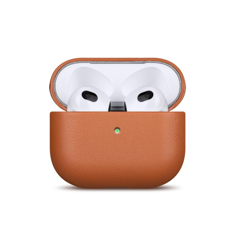 For AirPods Pro 2 Full-grain Genuine Leather Earbuds Protective Case(Brown)