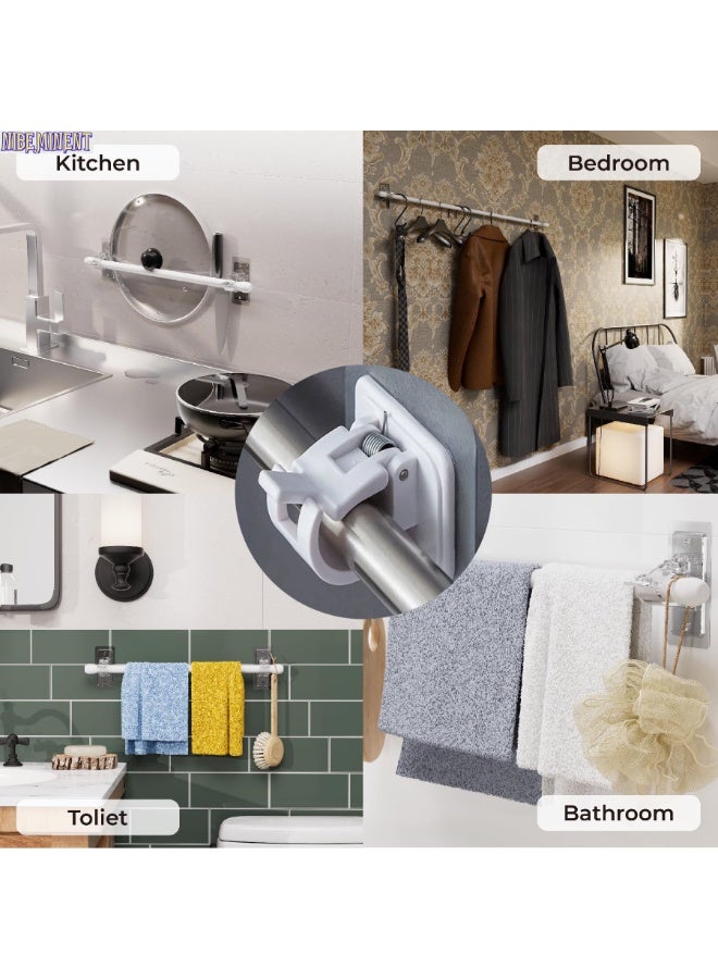 NIBEMINENT 18-Piece Self Adhesive Curtain Rod Bracket, No Drill Drapery Hooks Holder, Plastic Easy Sticky Curtain Rod Hooks for Kitchen, Bathroom, Hotel (white)  - Image 3