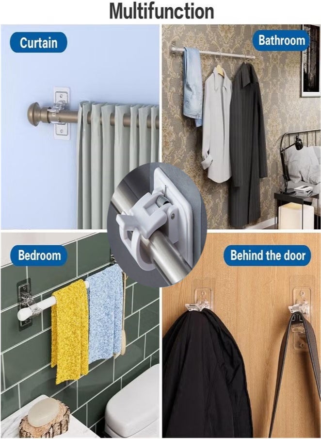 NIBEMINENT 18-Piece Self Adhesive Curtain Rod Bracket, No Drill Drapery Hooks Holder, Plastic Easy Sticky Curtain Rod Hooks for Kitchen, Bathroom, Hotel (white)  - Image 2