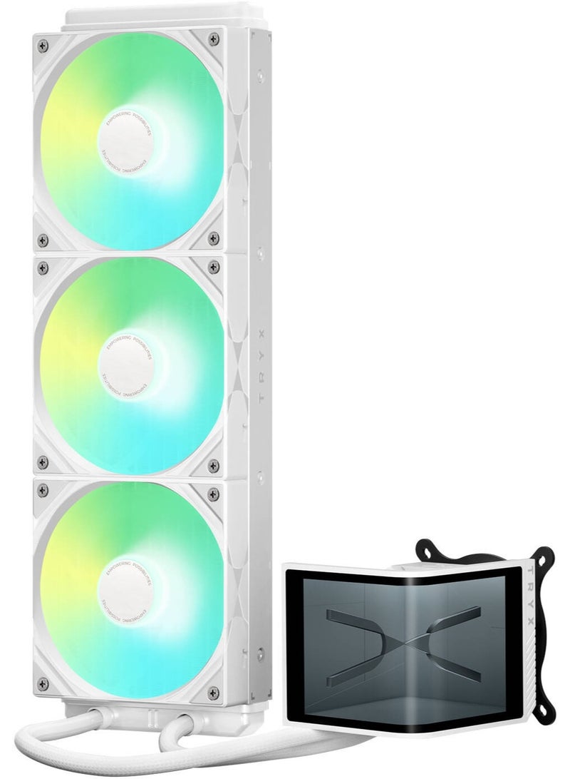 TRYX Panorama SE 360 ARGB 360mm AIO Liquid CPU Cooler – 6.67” 2K Curved Rotatable AMOLED Display, Asetek 8th Gen Pump, 3×120mm ARGB PWM Fans, 280W+ TDP, Intel & AMD Compatible, White | L-P360L-AM3M-G0W - Image 3