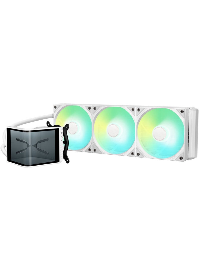 TRYX Panorama SE 360 ARGB 360mm AIO Liquid CPU Cooler – 6.67” 2K Curved Rotatable AMOLED Display, Asetek 8th Gen Pump, 3×120mm ARGB PWM Fans, 280W+ TDP, Intel & AMD Compatible, White | L-P360L-AM3M-G0W - Image 4