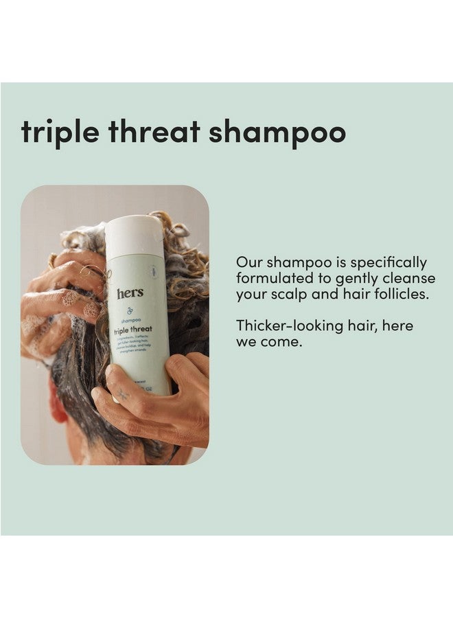 hers Triple Threat Shampoo and Conditioner Set for Women- Thickening, Moisturizing, Reduces Shedding- Color Safe Hair Loss Shampoo and Conditioner- 2 pack, 6.4oz - Image 3