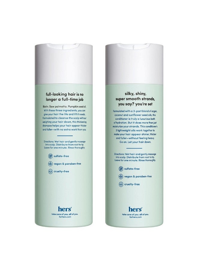 hers Triple Threat Shampoo and Conditioner Set for Women- Thickening, Moisturizing, Reduces Shedding- Color Safe Hair Loss Shampoo and Conditioner- 2 pack, 6.4oz - Image 2