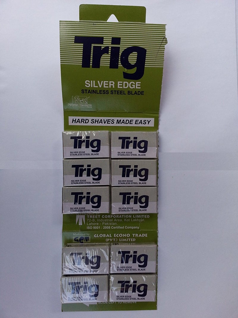 GBS TRIG Silver Edge Stainless Double Edge Razor Blades 100 - Image 1
