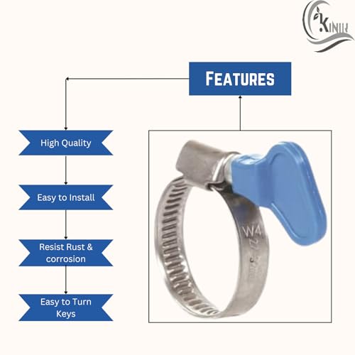 KINIK Adjustable Stainless Steel Hose Clamp 1 Inch | With Key | For Plumbing, Automotive & Mechanical Applications | Pack of 6 - Image 4