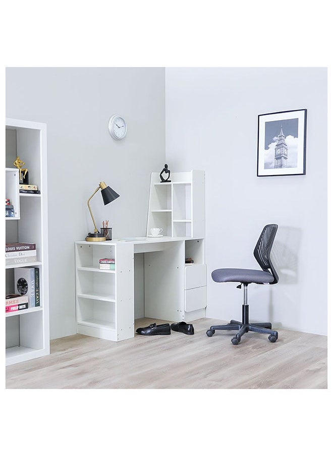 DANUBE HOME - Thalana Computer Table Office Desk Workstation With Cabinet Modern PC Laptop Gaming Table Wooden Study Table For Home Office L 120 x W 45 x H 135 cm White - Image 1