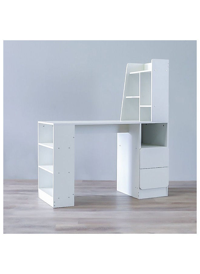 DANUBE HOME - Thalana Computer Table Office Desk Workstation With Cabinet Modern PC Laptop Gaming Table Wooden Study Table For Home Office L 120 x W 45 x H 135 cm White - Image 1
