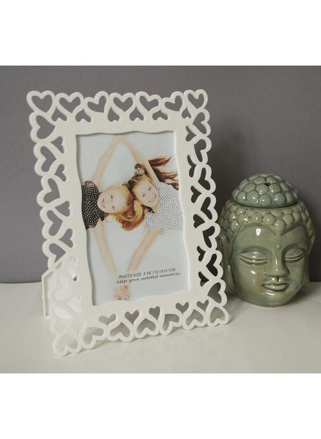 Art Street Art Street Decoralicious White Heart Photo Frame for Home, Office Desk, Bedroom & Living Room Décor - 4x6 Inches  - Image 2