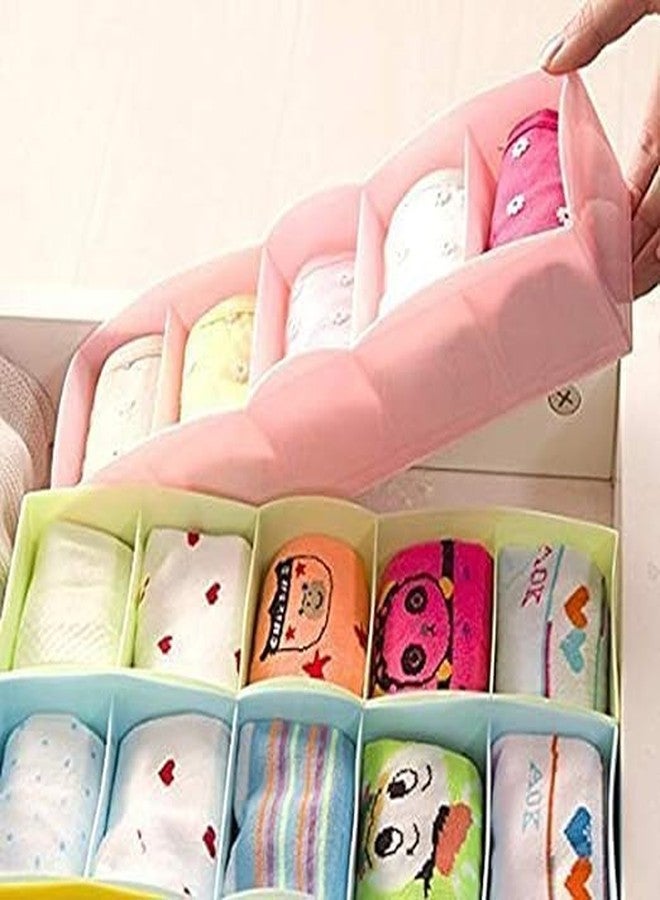 KITCHOOK Drawer Organizer Dividers, Colorful Plastic Storage Bins, 4 Pack, Multi-Compartment for Socks and Undergarments - Image 2