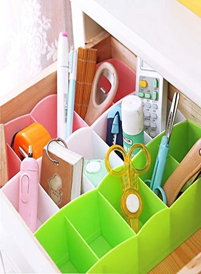KITCHOOK Drawer Organizer Dividers, Colorful Plastic Storage Bins, 4 Pack, Multi-Compartment for Socks and Undergarments - Image 5