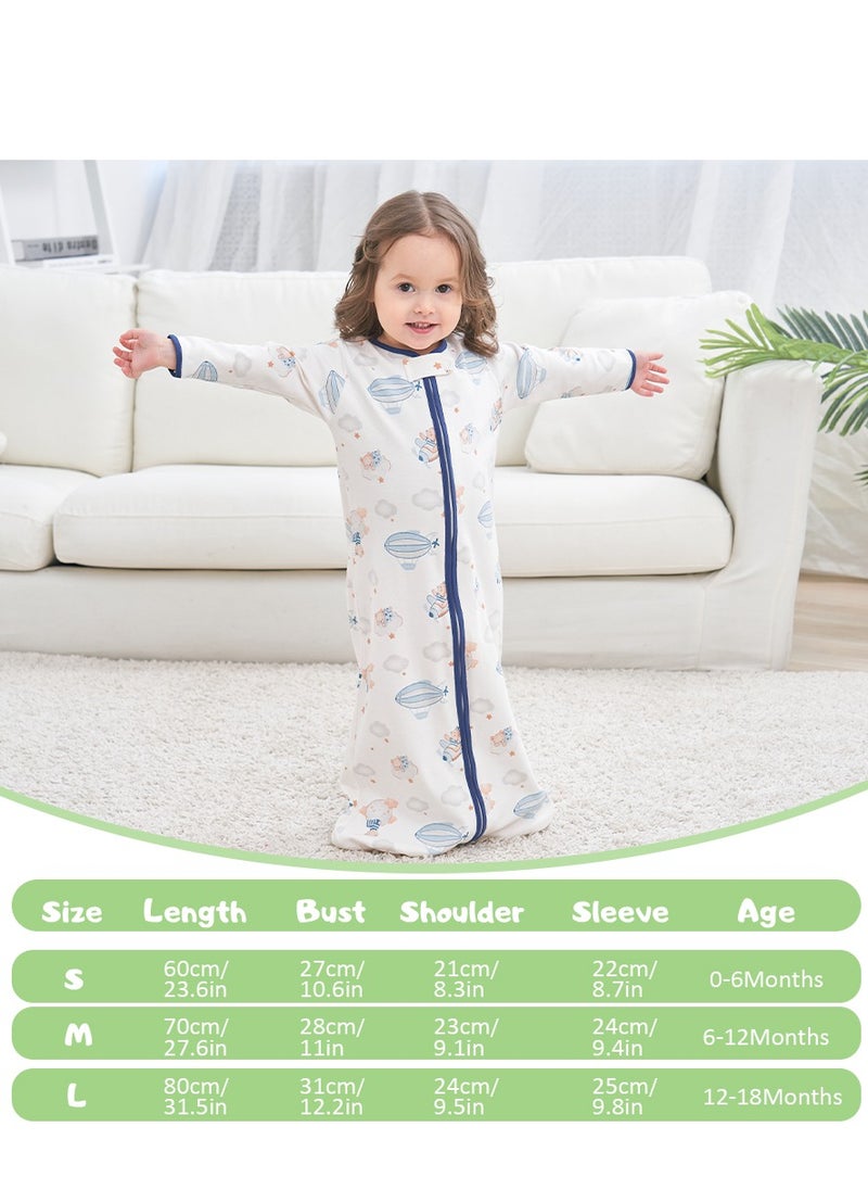 Miracle Baby - 0.5Tog Baby Sleeping Bags 100% Cotton for Newborn Baby Swaddle Wrap Long Sleeves Kids Sleeping Sack 0-18M - Image 1