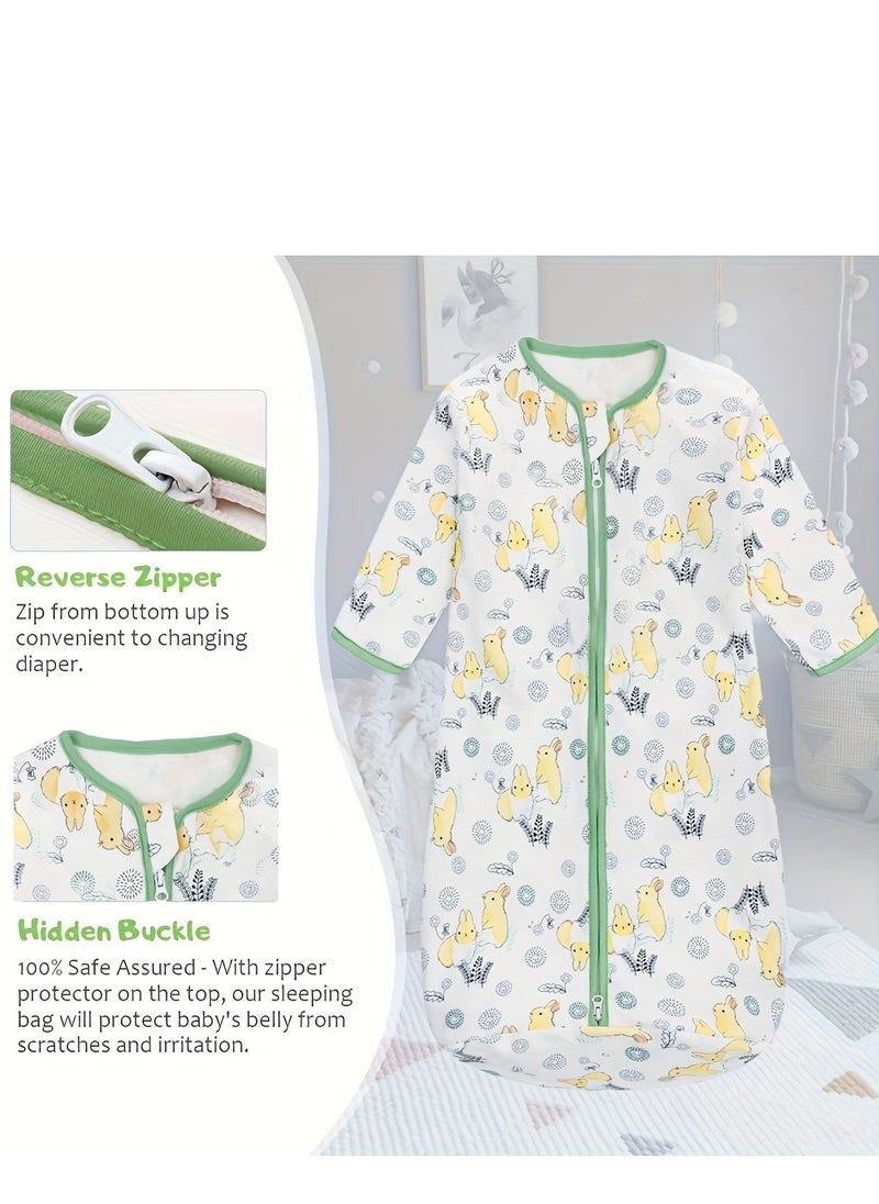 Miracle Baby - 0.5Tog Baby Sleeping Bags 100% Cotton for Newborn Baby Swaddle Wrap Long Sleeves Kids Sleeping Sack 0-18M - Image 1