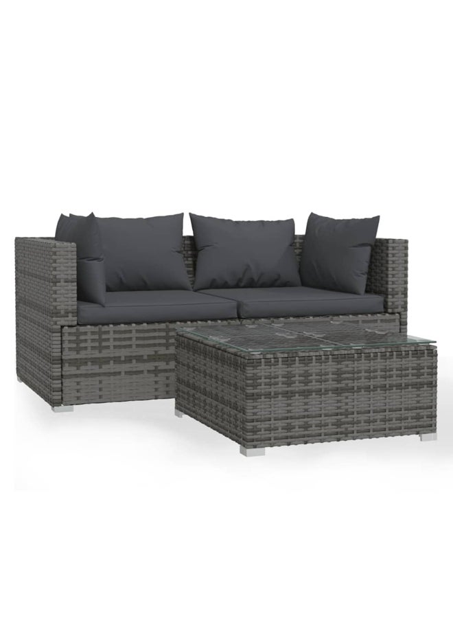 vidaxl 3 Piece Garden Lounge Set with Cushions Grey Poly Rattan 317510 - Image 1