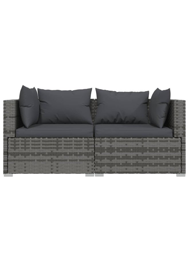 vidaxl 3 Piece Garden Lounge Set with Cushions Grey Poly Rattan 317510 - Image 4