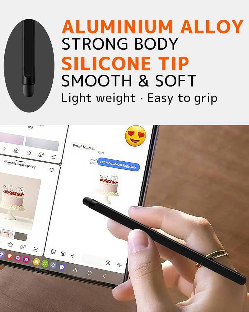 NINKI Stylus for Samsung Galaxy Z Fold 7 Pen (Supporting Both Internal External Screen), Slim Alloy Fold7 Stylus SPen Replacement for Galaxy Z Fold 7 6 5 Phone Touch Screen Slim S Pen Fold Edition - Black - Image 3