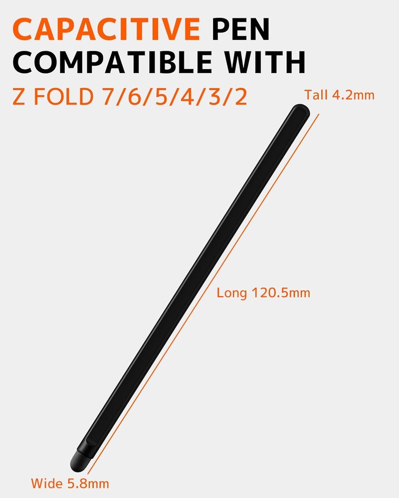 NINKI Stylus for Samsung Galaxy Z Fold 7 Pen (Supporting Both Internal External Screen), Slim Alloy Fold7 Stylus SPen Replacement for Galaxy Z Fold 7 6 5 Phone Touch Screen Slim S Pen Fold Edition - Black - Image 4