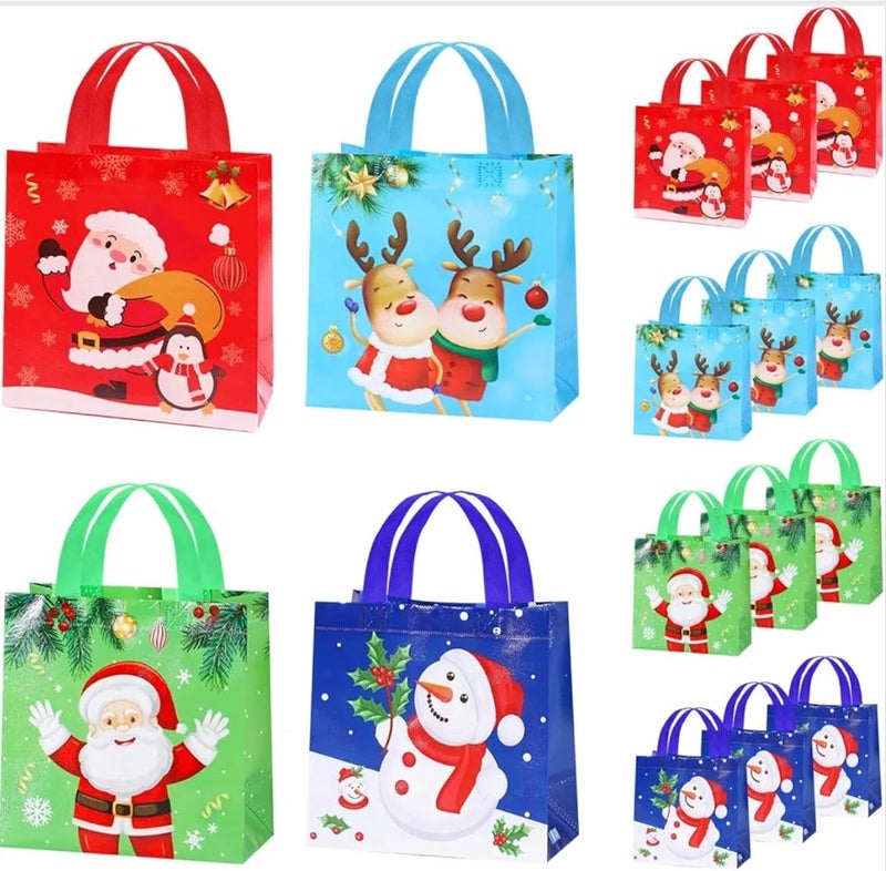VRB Dec 4 Pcs Christmas Gift Bags -Christmas Bags for Gifts - Small Gift Bags |Treat Bags - Goodie Bag - Gifts for Kids Men Women(Multicolor) (4 Pcs - Non - Woven Bag Multicolor) - Image 1