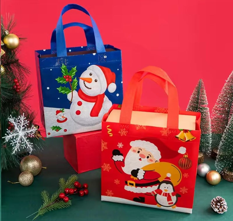 VRB Dec 4 Pcs Christmas Gift Bags -Christmas Bags for Gifts - Small Gift Bags |Treat Bags - Goodie Bag - Gifts for Kids Men Women(Multicolor) (4 Pcs - Non - Woven Bag Multicolor) - Image 3