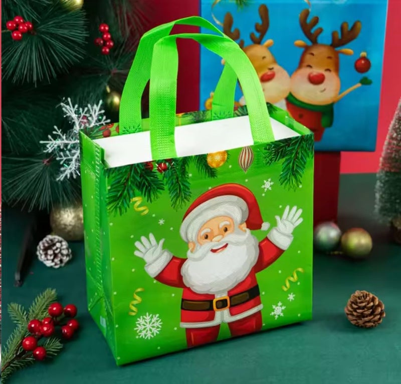 VRB Dec 4 Pcs Christmas Gift Bags -Christmas Bags for Gifts - Small Gift Bags |Treat Bags - Goodie Bag - Gifts for Kids Men Women(Multicolor) (4 Pcs - Non - Woven Bag Multicolor) - Image 4