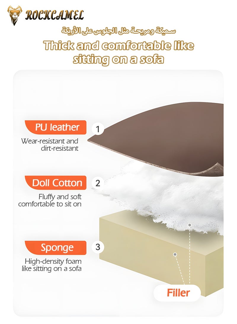 ROCKCAMEL Ergonomic Executive Office Chair/Boss Chair, High-Back PU Leather Desk Chair with Retractable Footrest, Steel Caster Base, Reclining Computer Gaming Chair for Boss, Manager, Home Office, and Lounge, Brown - Image 5